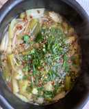 Canh chua cá basa + thịt kho tiêu