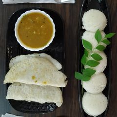 A picture of South Indian Platter: Sambar Dosa Idli.