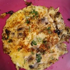A picture of Egg, cheese & mushroom omelette.