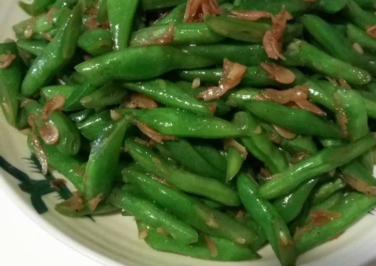 Tumis buncis udang kering(jawa=gremut)