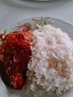 A picture of Rice and chicken stew.