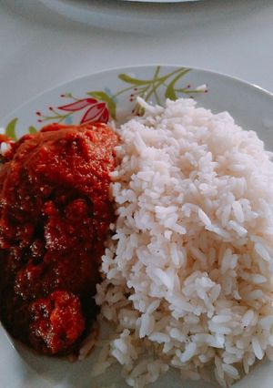 A picture of Rice and chicken stew.