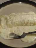Jalapeno & Sausage stuffed Enchiladas in Alfredo Sauce