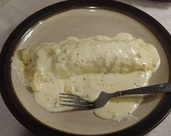 Easy Fast Cooking Jalapeno  Sausage stuffed Enchiladas in Alfredo Sauce Most Delicious