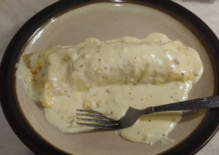 Recipe of Perfect Jalapeno & Sausage stuffed Enchiladas in Alfredo Sauce