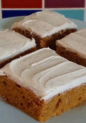 A picture of Vickys Iced Pumpkin Dump Cake, GF DF EF SF NF.