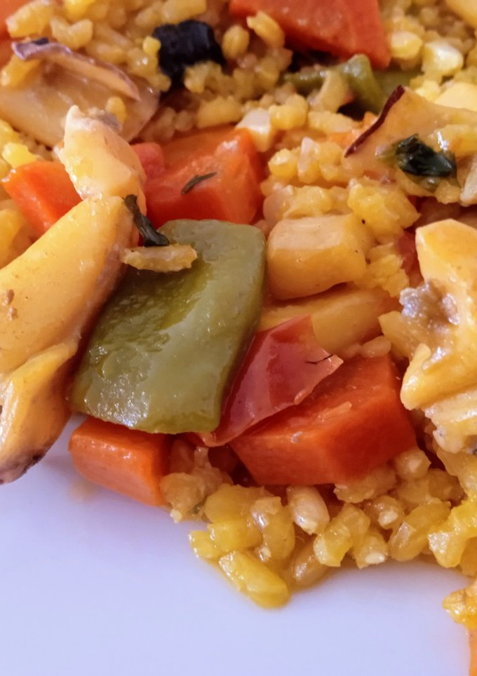 Una foto de Arroz integral con sepia 🦑