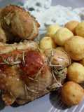 Tutros alas de pavo al horno con papas duquesas