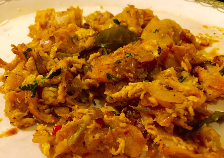 Malabar kothu parotta (Egg minced bread)