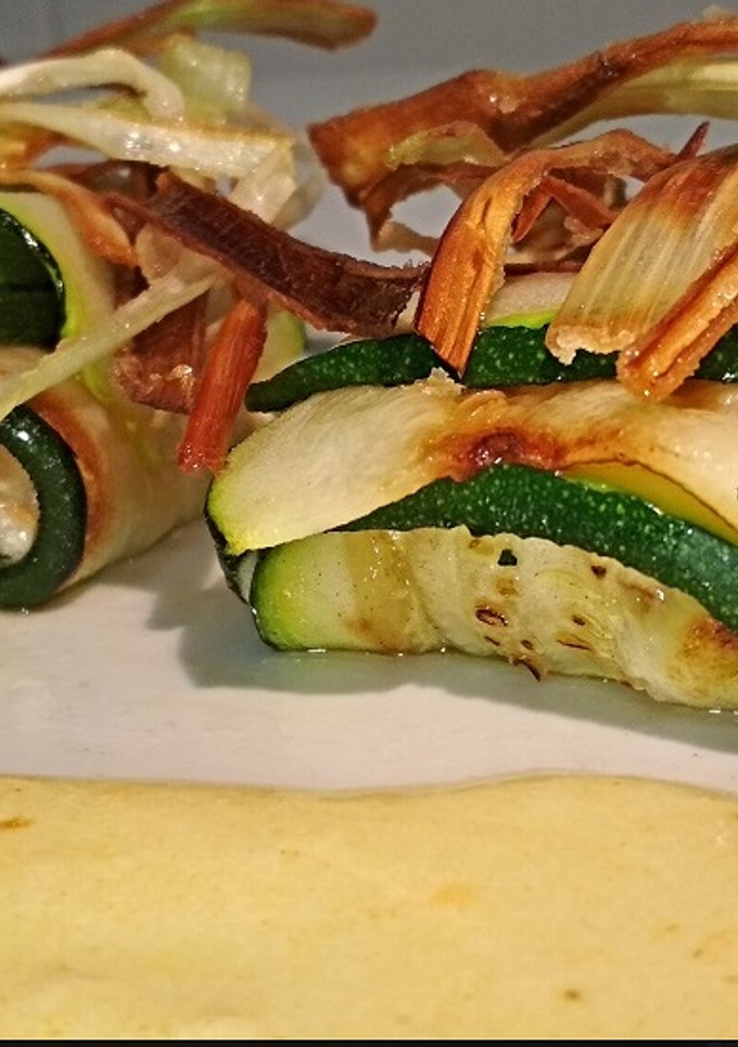 Una foto de Raviolis de calabacín y lomo