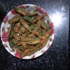 A picture of Mom's special kurkuri bhindi.