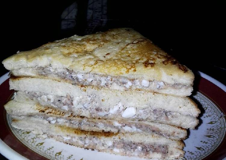Egg and sardine sandwich