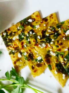 A picture of Methi Paneer Onion Parantha.