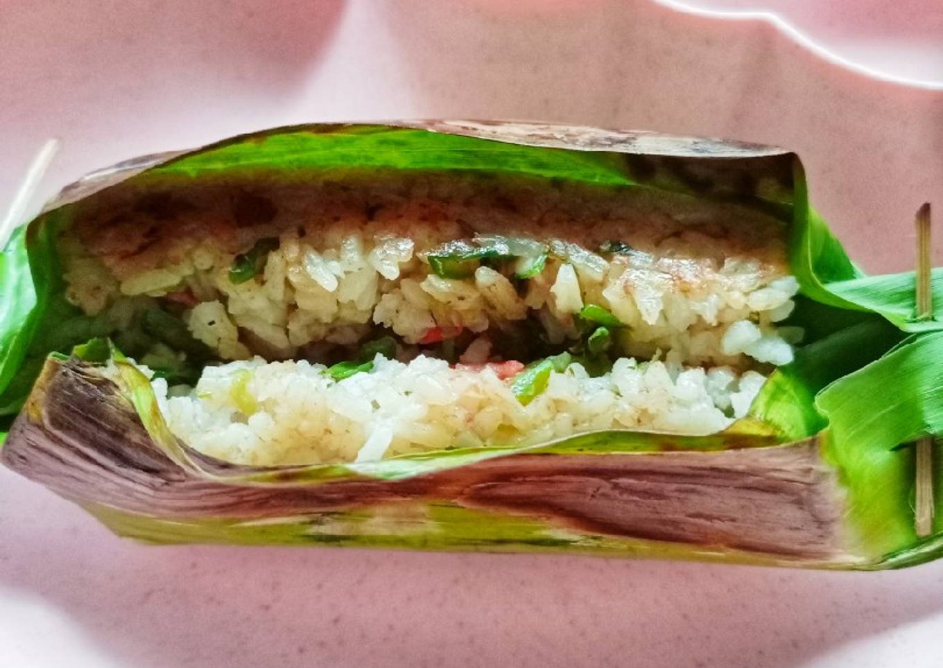 Day. 414 Lunch: Nasi Bakar Kornet Kacang Panjang (19 month+)