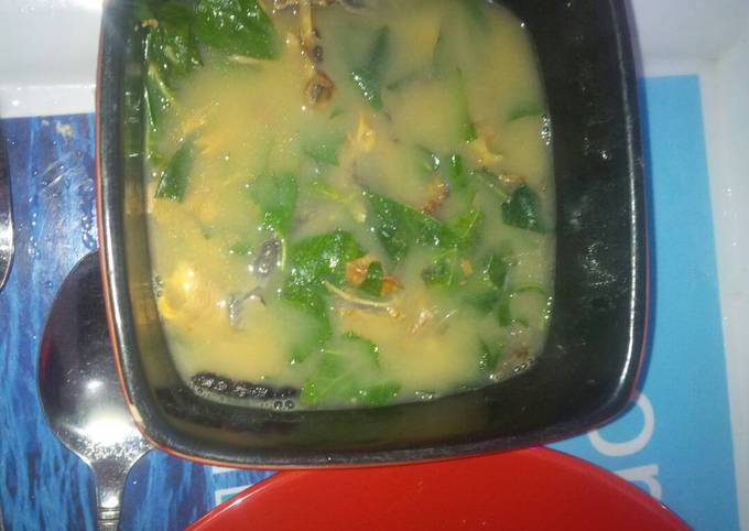 Dry fish pepper soup with garden egg leaves