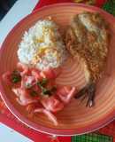 Pescado frito con batido de harina de avena