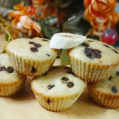 Moisturized Banana choco chip muffins A picture of Moisturized Banana choco chip muffins.