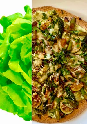 Une photo de Wrappizza aux asperges vertes