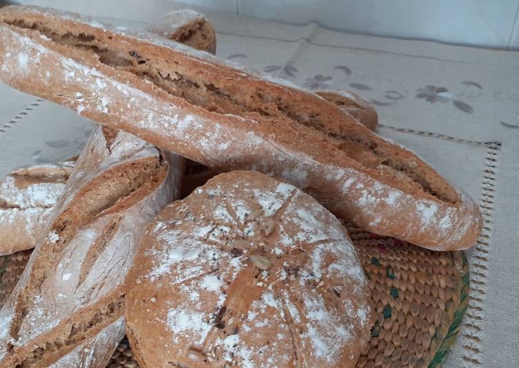 Pan casero, centeno, y semillas