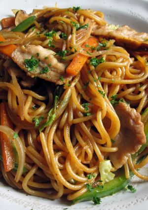 A picture of Bi-Carb Soda Transforms Spaghetti Into Chinese Style Noodles.