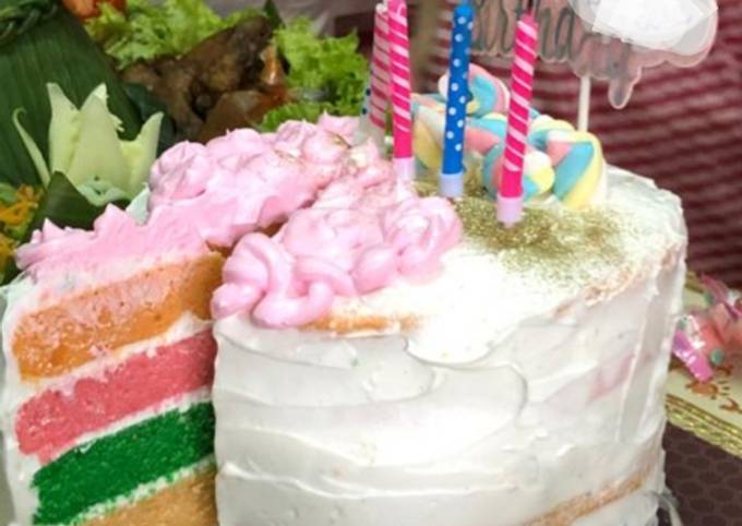 Rainbow Cake | Birthday Cake | kue ulang tahun 8 telor