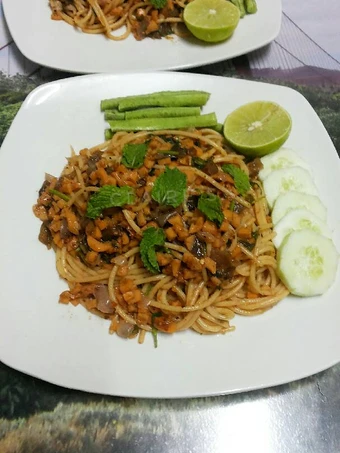 Easy Steps to Prepare Thai Style LARB Spaghetti with Mushroom and Sausages the Perfect Delicious