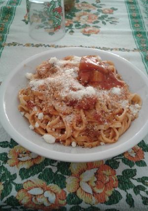 Foto di Tagliatelle con sugo di pancetta