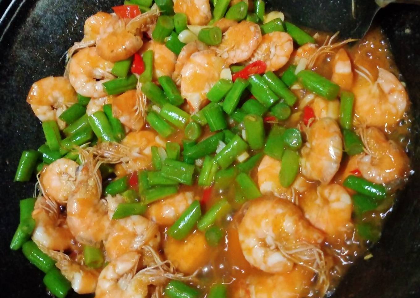 Udang buncis pedas manis