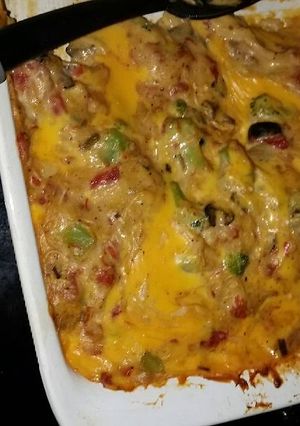 A picture of chicken casserole .