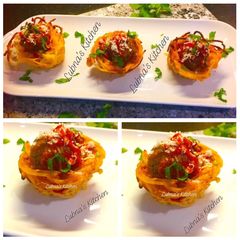 Spaghetti & Meatball baskets: A picture of Spaghetti & Meatball baskets:.