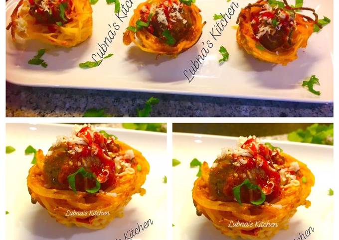 Spaghetti & Meatball baskets: