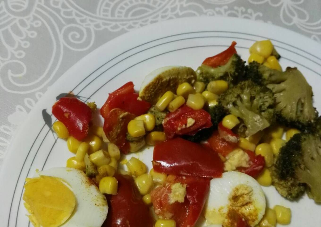 Verduras al vapor con huevo