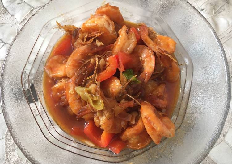 Resep Udang asam pedas manis simple Anti Gagal