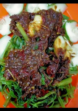 Foto resep Rujak kangkung sambal pelet