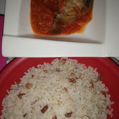 A picture of Rice & Beans with Catfish stew #Abjmoms.