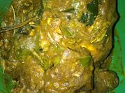A picture of meat fish soup