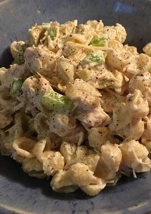 A picture of Chicken pasta salad.