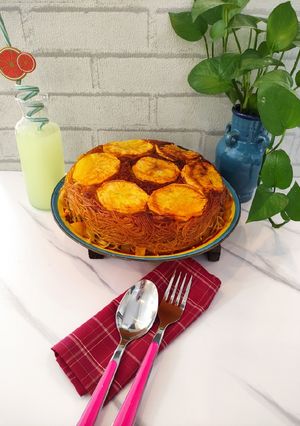 عکسی از دستور ماکارونی اقتصادی (بدون گوشت، مرغ و سویا)