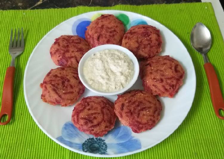 Beet root idli