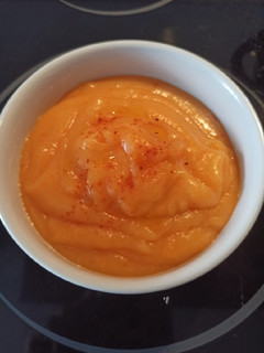 Una foto de Puré de patata, puerro y pimiento