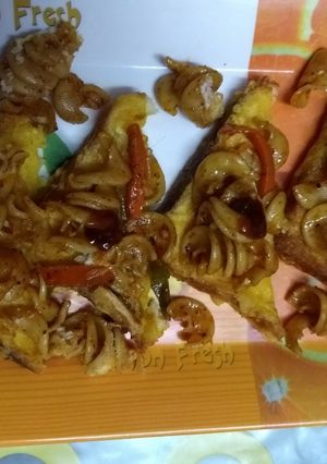 A picture of Bread pasta toast-.