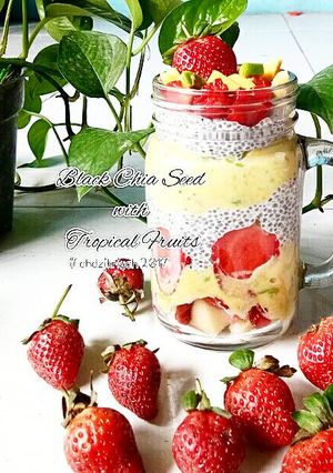 Foto resep Puding black chia seed (stroberi dan alpuket)
