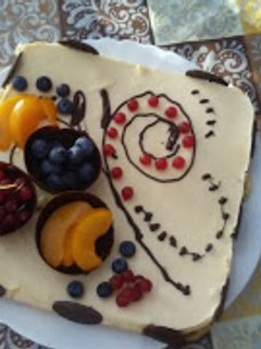 Una foto de Tarta mousse de melocotón y mascarpone