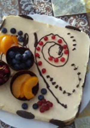Una foto de Tarta mousse de melocotón y mascarpone