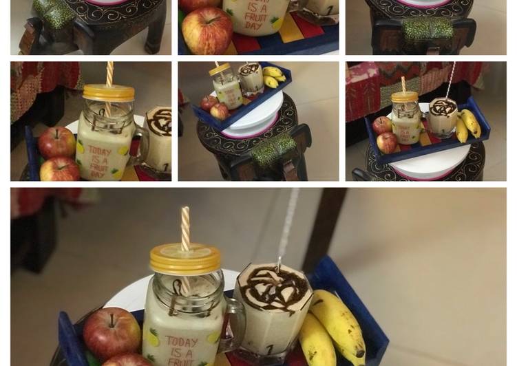 Easiest Way to Cook Delicious Apples 🍎 Bananas 🍌 Vanilla Milkshake 😋💁🏻‍♀️😋