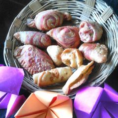 A picture of Layered samosas.