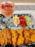 Shrimp Fritters and Salmorejo