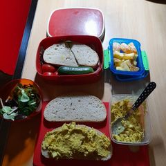 A picture of Lunchbox: homemade chicken curry salad.