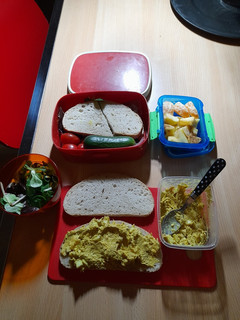 A picture of Lunchbox: homemade chicken curry salad.