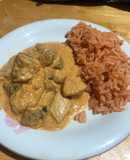 Pollo con calabaza en salsa de chipotle